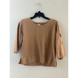 Sea Breeze California Top Women S Brown Cotton Gauze Boho Artsy Boxy Relaxed Pkt